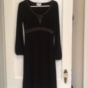Pretty detailed long sleeve Loft black dress
